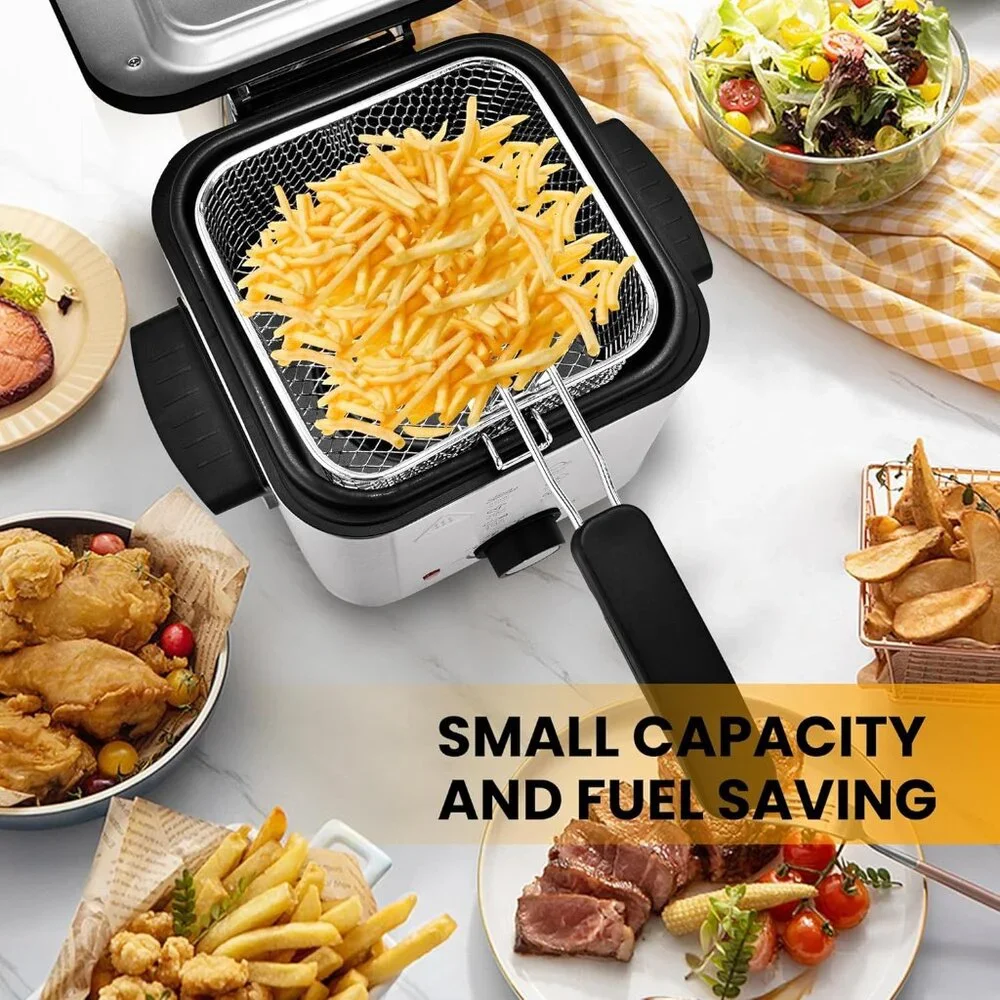 Deep Fryer 1.5L Cool Touch with Basket Nonstick Removable Lid